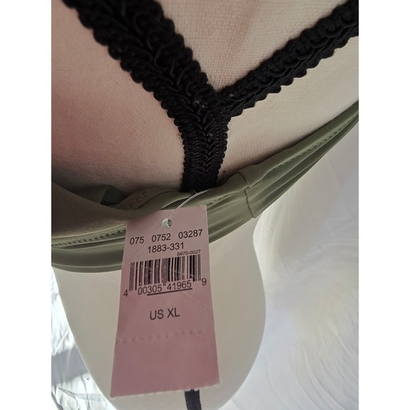 Aerie Triangle Swim Top Olive Green Lace Trim Bikini Bralette US XL - Picture 3 of 7